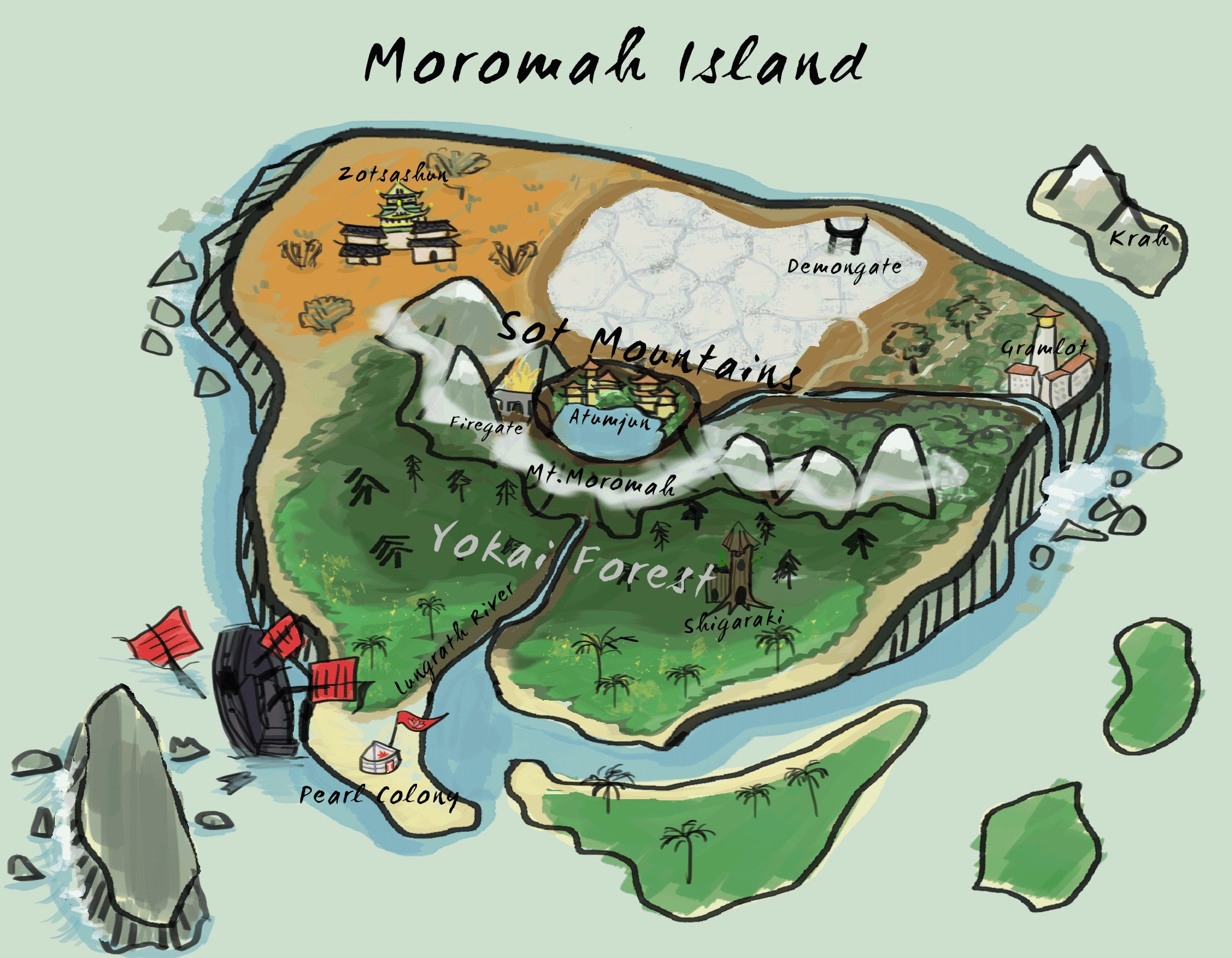 The Island of Moromah and Known
Locations